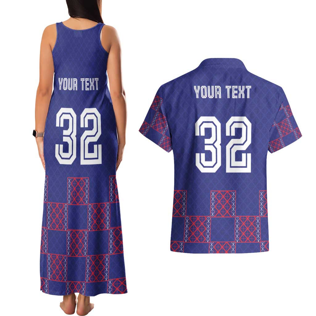 Custom Basketball Fan Jersey French Couples Matching Tank Maxi Dress and Hawaiian Shirt Paris Architectural Heritage Checkered Style - Wonder Print Shop