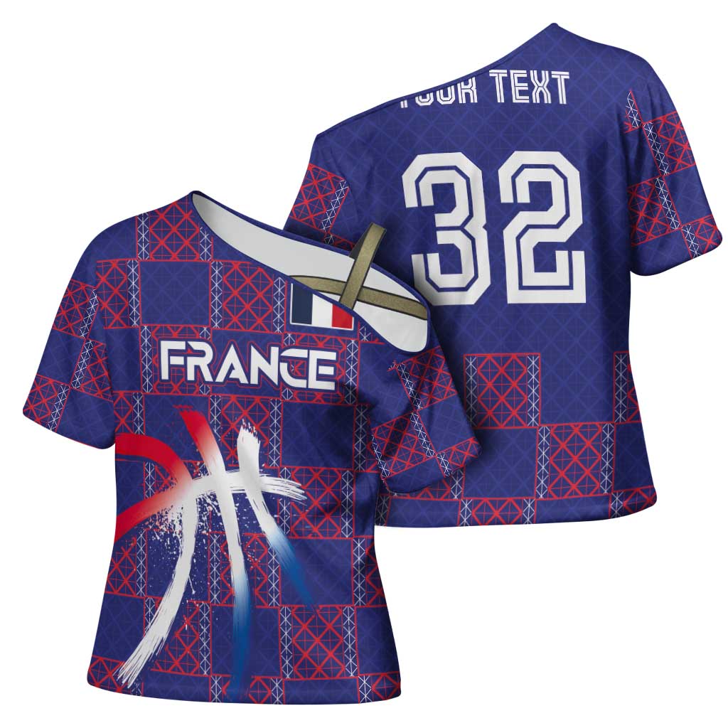 Custom Basketball Fan Jersey French Cross Shoulder Shirt Paris Architectural Heritage Checkered Style - Wonder Print Shop