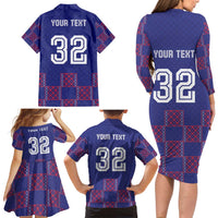 Custom Basketball Fan Jersey French Family Matching Long Sleeve Bodycon Dress and Hawaiian Shirt Paris Architectural Heritage Checkered Style - Wonder Print Shop