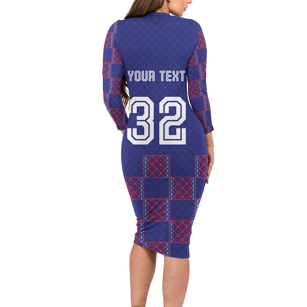 Custom Basketball Fan Jersey French Family Matching Long Sleeve Bodycon Dress and Hawaiian Shirt Paris Architectural Heritage Checkered Style - Wonder Print Shop
