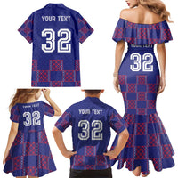 Custom Basketball Fan Jersey French Family Matching Mermaid Dress and Hawaiian Shirt Paris Architectural Heritage Checkered Style - Wonder Print Shop