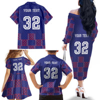 Custom Basketball Fan Jersey French Family Matching Off The Shoulder Long Sleeve Dress and Hawaiian Shirt Paris Architectural Heritage Checkered Style - Wonder Print Shop
