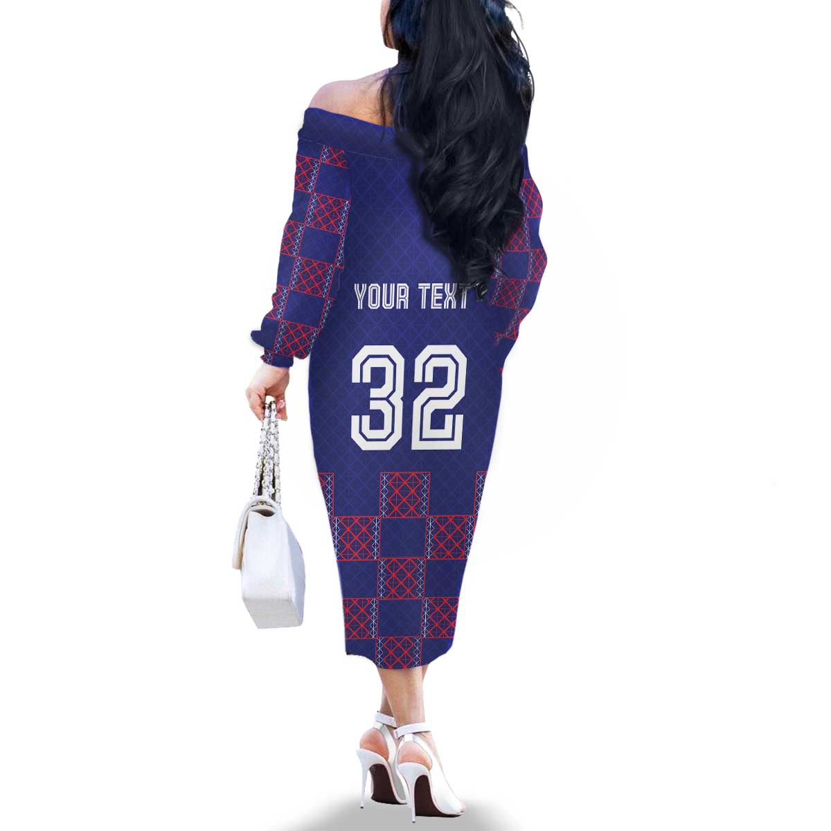 Custom Basketball Fan Jersey French Family Matching Off The Shoulder Long Sleeve Dress and Hawaiian Shirt Paris Architectural Heritage Checkered Style - Wonder Print Shop
