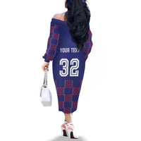 Custom Basketball Fan Jersey French Family Matching Off The Shoulder Long Sleeve Dress and Hawaiian Shirt Paris Architectural Heritage Checkered Style - Wonder Print Shop