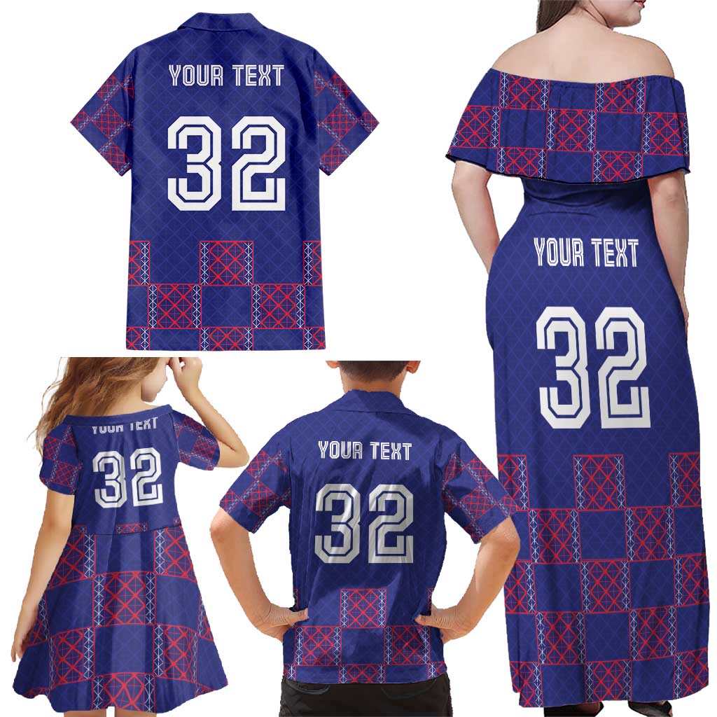 Custom Basketball Fan Jersey French Family Matching Off Shoulder Maxi Dress and Hawaiian Shirt Paris Architectural Heritage Checkered Style - Wonder Print Shop