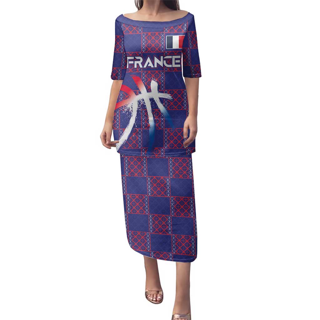 Custom Basketball Fan Jersey French Family Matching Puletasi and Hawaiian Shirt Paris Architectural Heritage Checkered Style - Wonder Print Shop