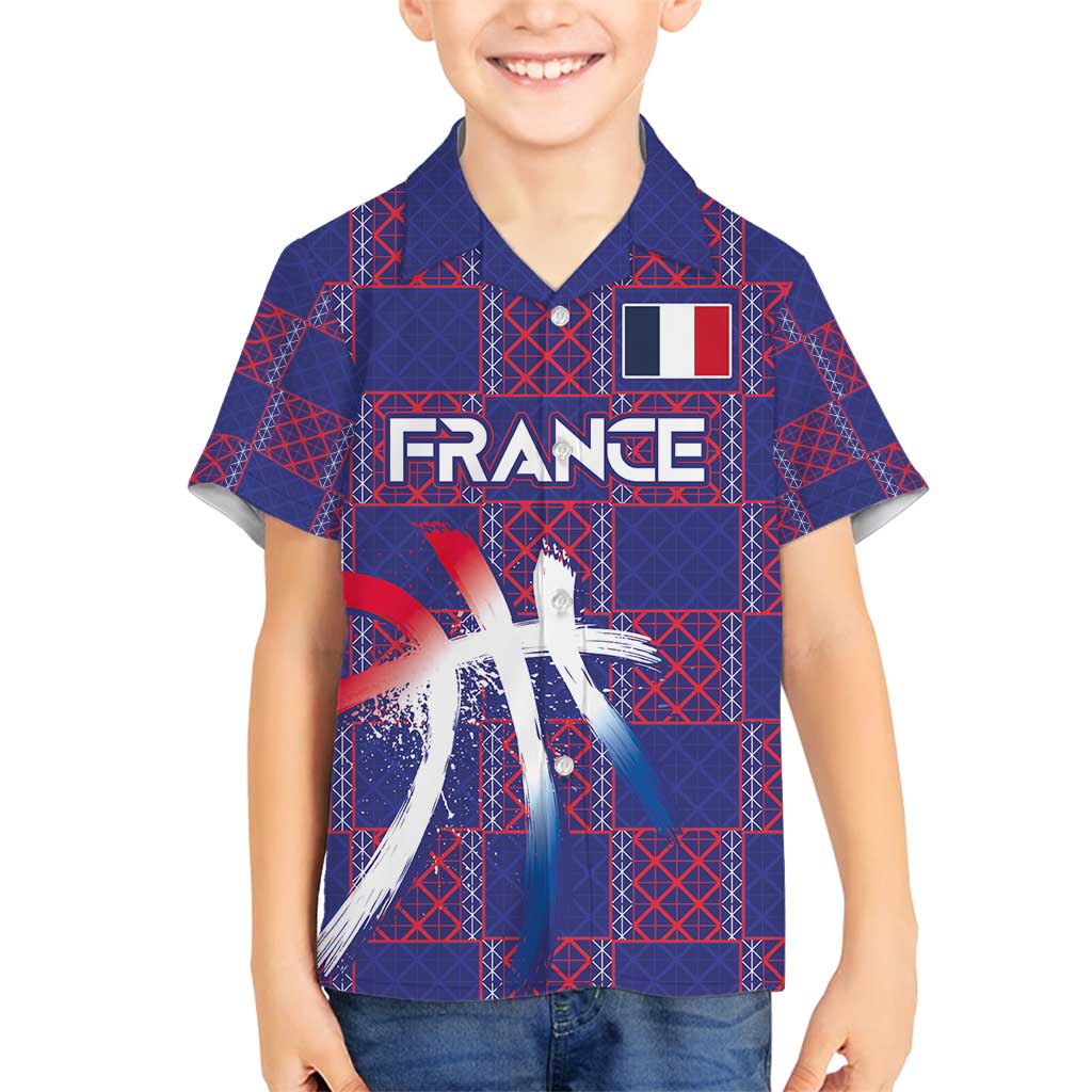 Custom Basketball Fan Jersey French Family Matching Puletasi and Hawaiian Shirt Paris Architectural Heritage Checkered Style - Wonder Print Shop