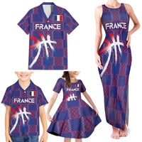 Custom Basketball Fan Jersey French Family Matching Tank Maxi Dress and Hawaiian Shirt Paris Architectural Heritage Checkered Style - Wonder Print Shop