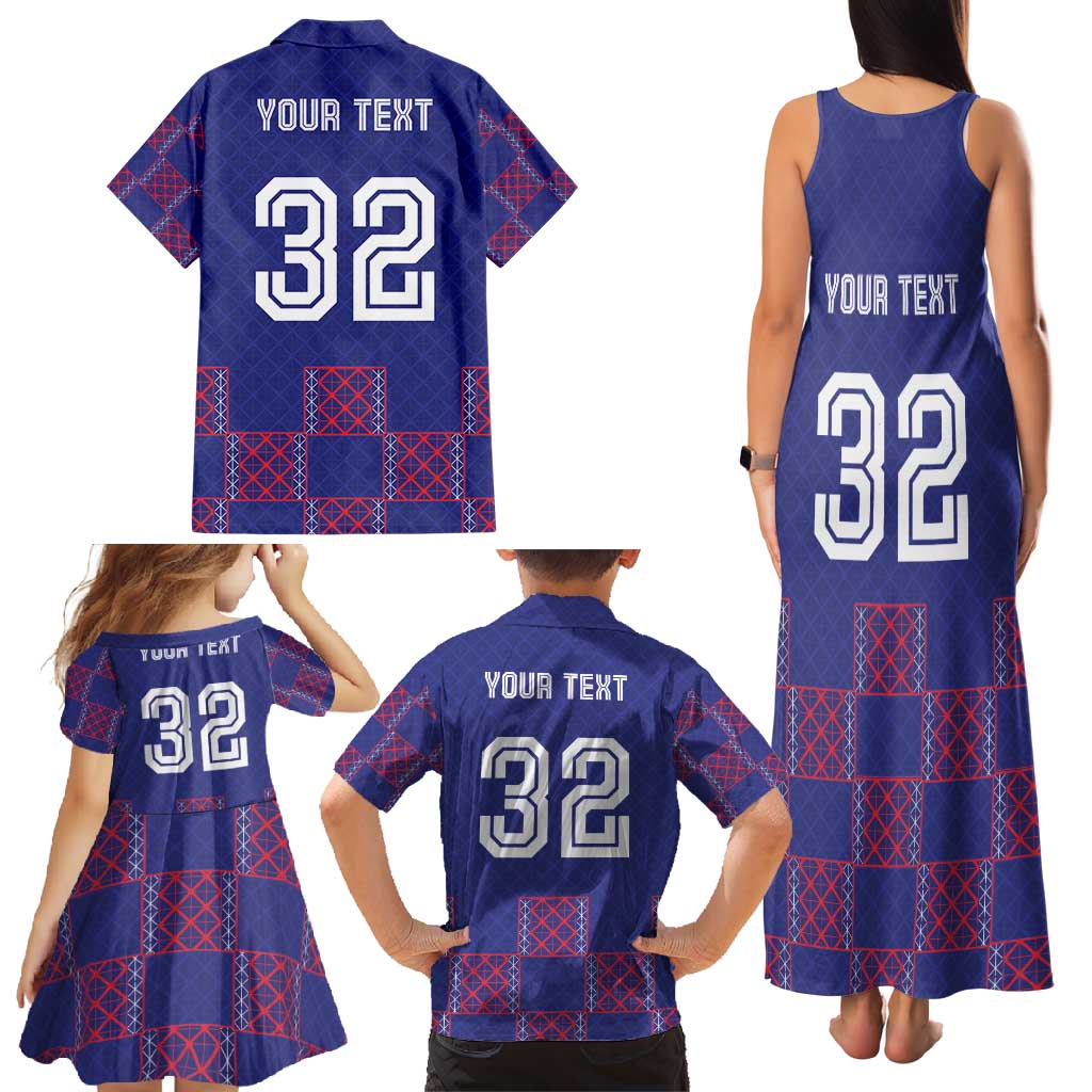Custom Basketball Fan Jersey French Family Matching Tank Maxi Dress and Hawaiian Shirt Paris Architectural Heritage Checkered Style - Wonder Print Shop