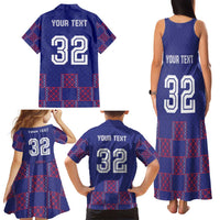 Custom Basketball Fan Jersey French Family Matching Tank Maxi Dress and Hawaiian Shirt Paris Architectural Heritage Checkered Style - Wonder Print Shop