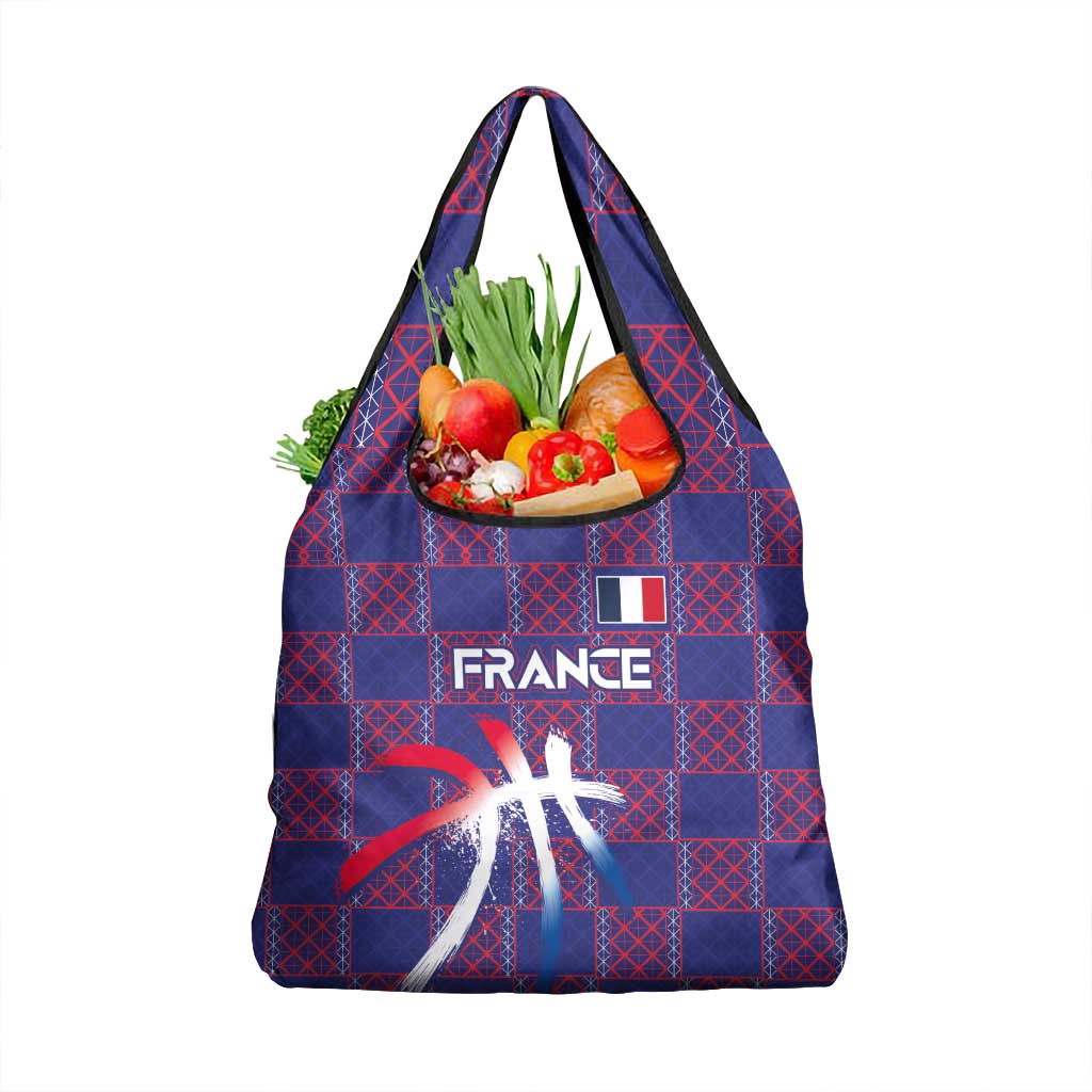 Basketball Fan Jersey French Grocery Bag Paris Architectural Heritage Checkered Style - Wonder Print Shop