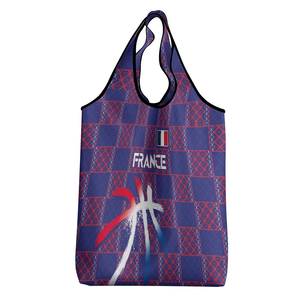 Basketball Fan Jersey French Grocery Bag Paris Architectural Heritage Checkered Style - Wonder Print Shop