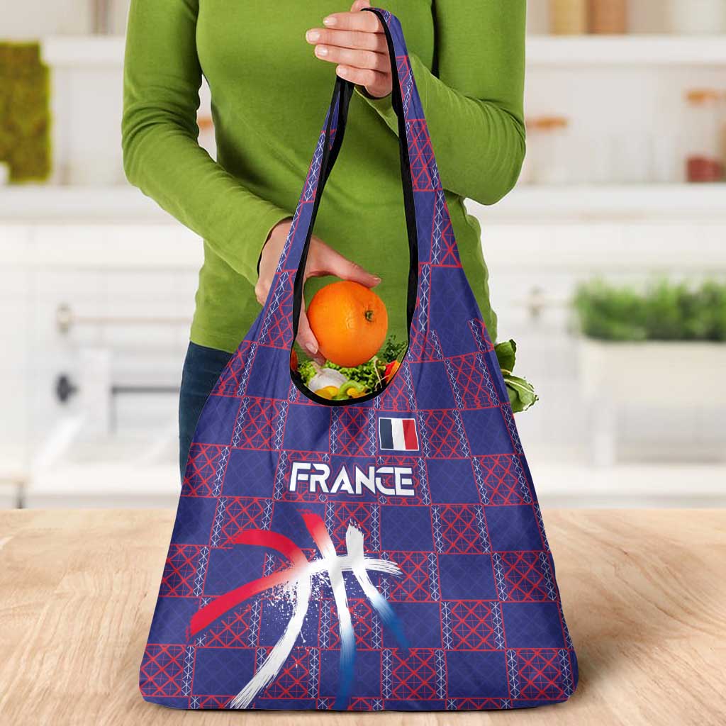 Basketball Fan Jersey French Grocery Bag Paris Architectural Heritage Checkered Style - Wonder Print Shop