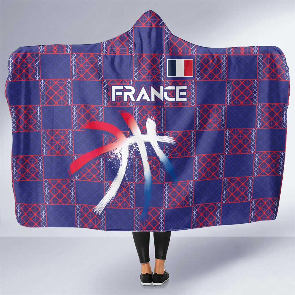 Basketball Fan Jersey French Hooded Blanket Paris Architectural Heritage Checkered Style - Wonder Print Shop