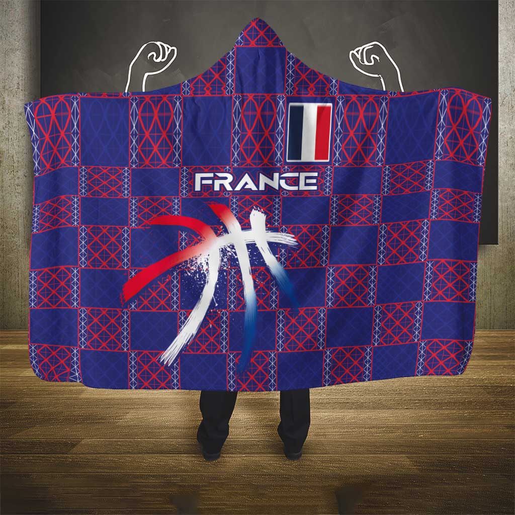 Basketball Fan Jersey French Hooded Blanket Paris Architectural Heritage Checkered Style - Wonder Print Shop