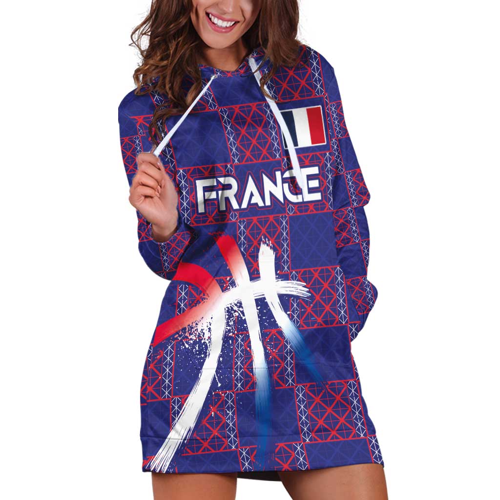 Custom Basketball Fan Jersey French Hoodie Dress Paris Architectural Heritage Checkered Style - Wonder Print Shop
