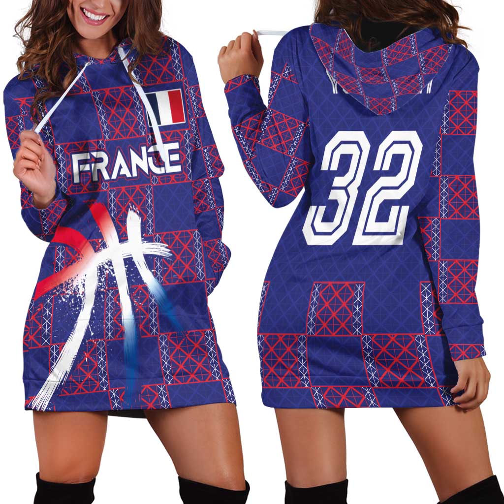 Custom Basketball Fan Jersey French Hoodie Dress Paris Architectural Heritage Checkered Style - Wonder Print Shop