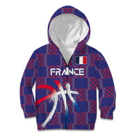 Custom Basketball Fan Jersey French Kid Hoodie Paris Architectural Heritage Checkered Style - Wonder Print Shop
