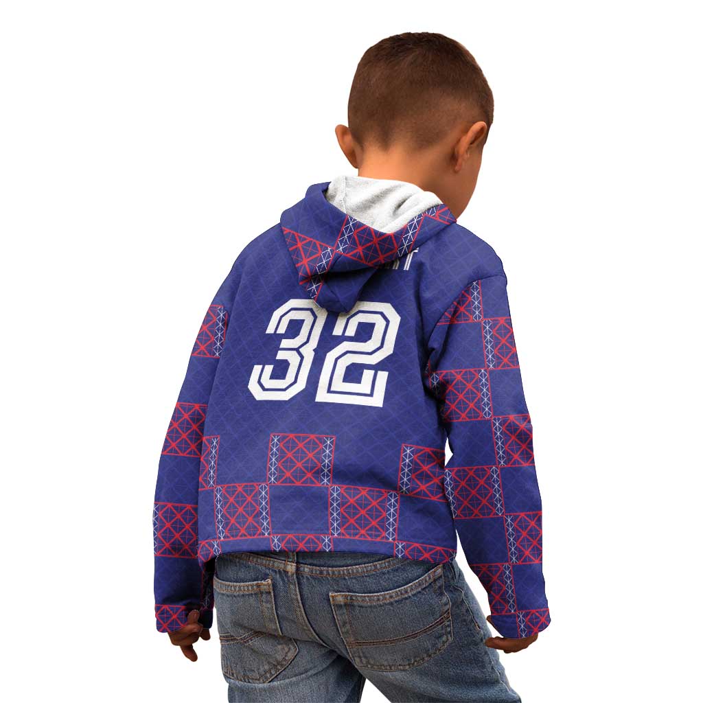 Custom Basketball Fan Jersey French Kid Hoodie Paris Architectural Heritage Checkered Style - Wonder Print Shop