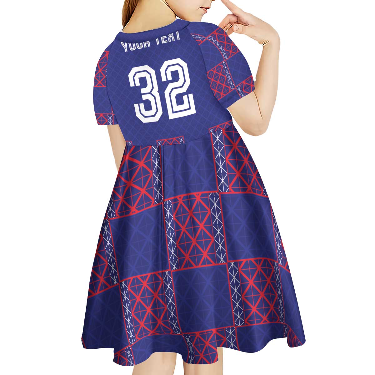 Custom Basketball Fan Jersey French Kid Short Sleeve Dress Paris Architectural Heritage Checkered Style - Wonder Print Shop