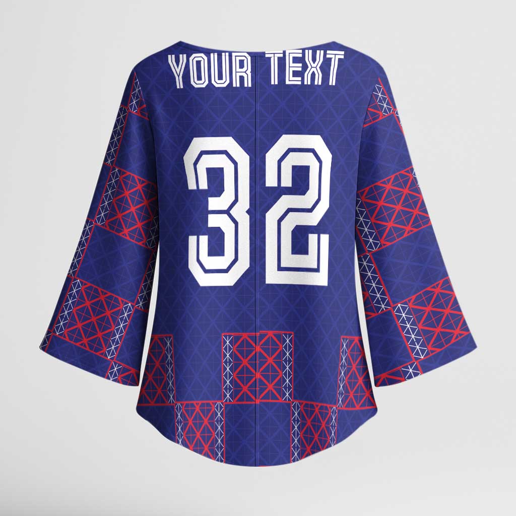 Custom Basketball Fan Jersey French Kimono Sleeve Blouse Paris Architectural Heritage Checkered Style - Wonder Print Shop