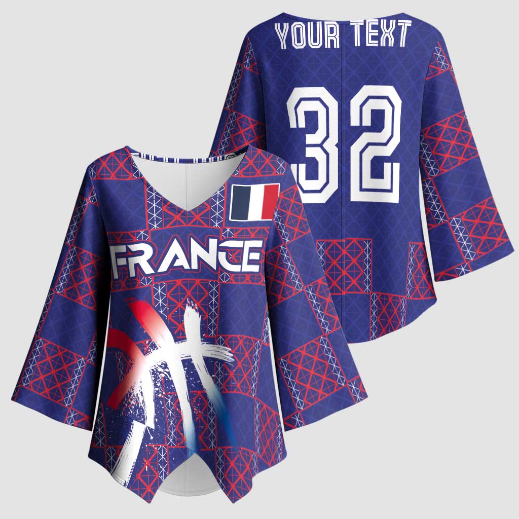 Custom Basketball Fan Jersey French Kimono Sleeve Blouse Paris Architectural Heritage Checkered Style - Wonder Print Shop