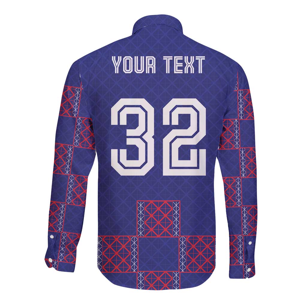 Custom Basketball Fan Jersey French Long Sleeve Button Shirt Paris Architectural Heritage Checkered Style - Wonder Print Shop