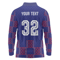 Custom Basketball Fan Jersey French Long Sleeve Polo Shirt Paris Architectural Heritage Checkered Style - Wonder Print Shop