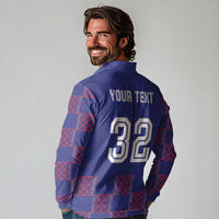 Custom Basketball Fan Jersey French Long Sleeve Polo Shirt Paris Architectural Heritage Checkered Style - Wonder Print Shop