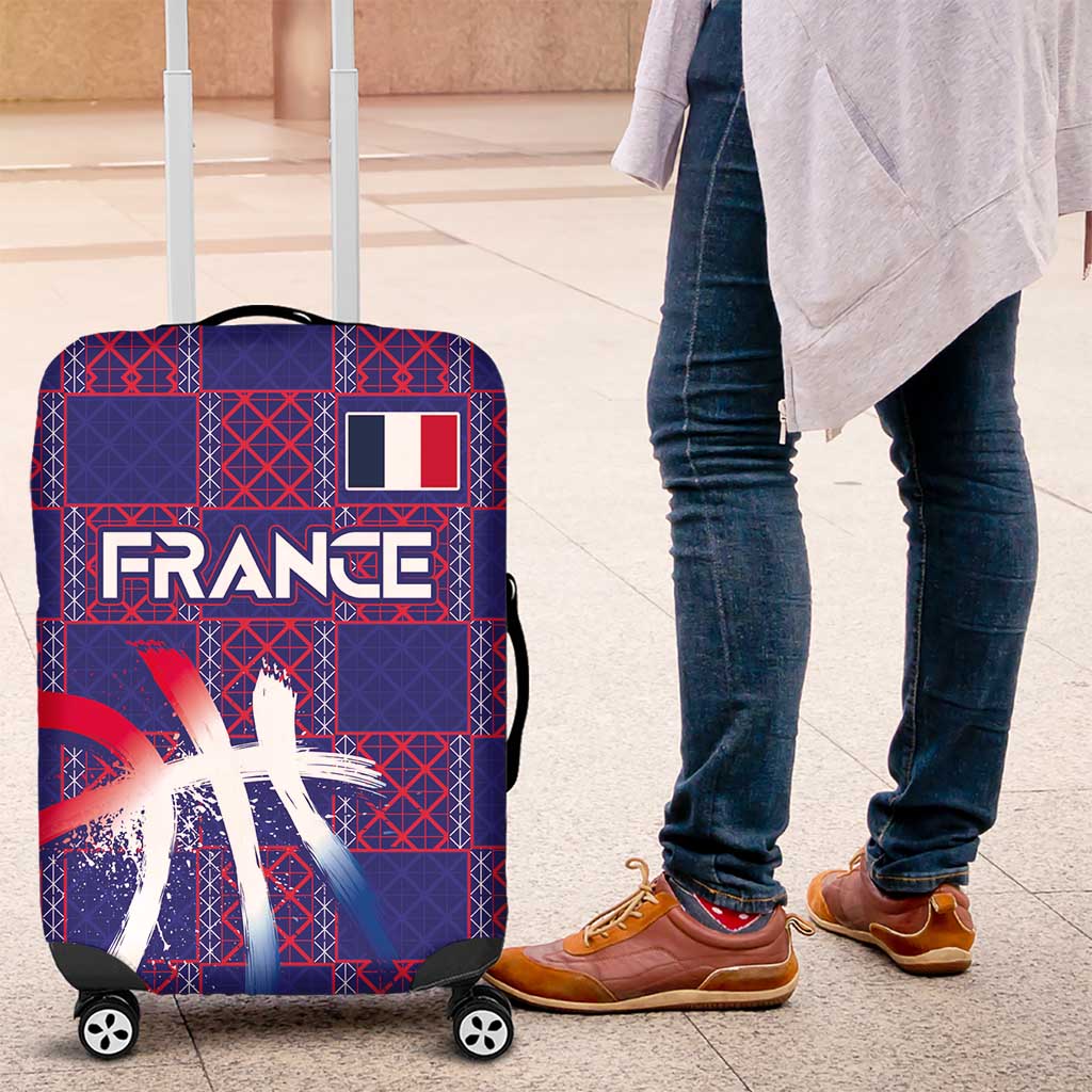 Basketball Fan Jersey French Luggage Cover Paris Architectural Heritage Checkered Style - Wonder Print Shop