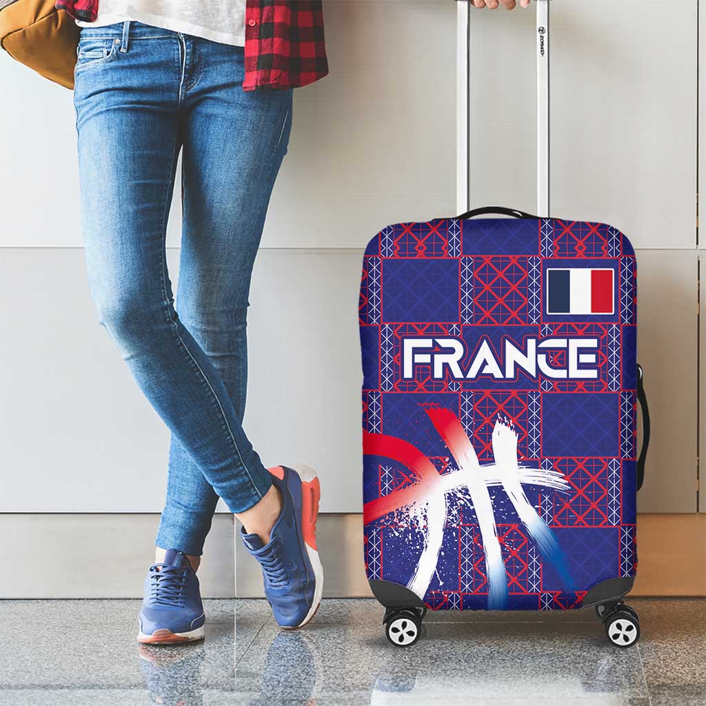 Basketball Fan Jersey French Luggage Cover Paris Architectural Heritage Checkered Style - Wonder Print Shop