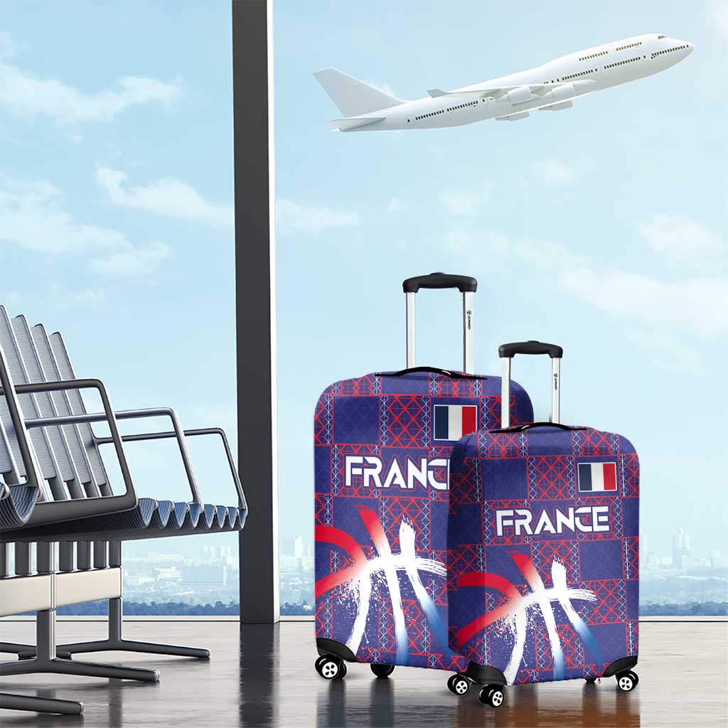 Basketball Fan Jersey French Luggage Cover Paris Architectural Heritage Checkered Style - Wonder Print Shop