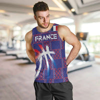 Custom Basketball Fan Jersey French Men Tank Top Paris Architectural Heritage Checkered Style - Wonder Print Shop