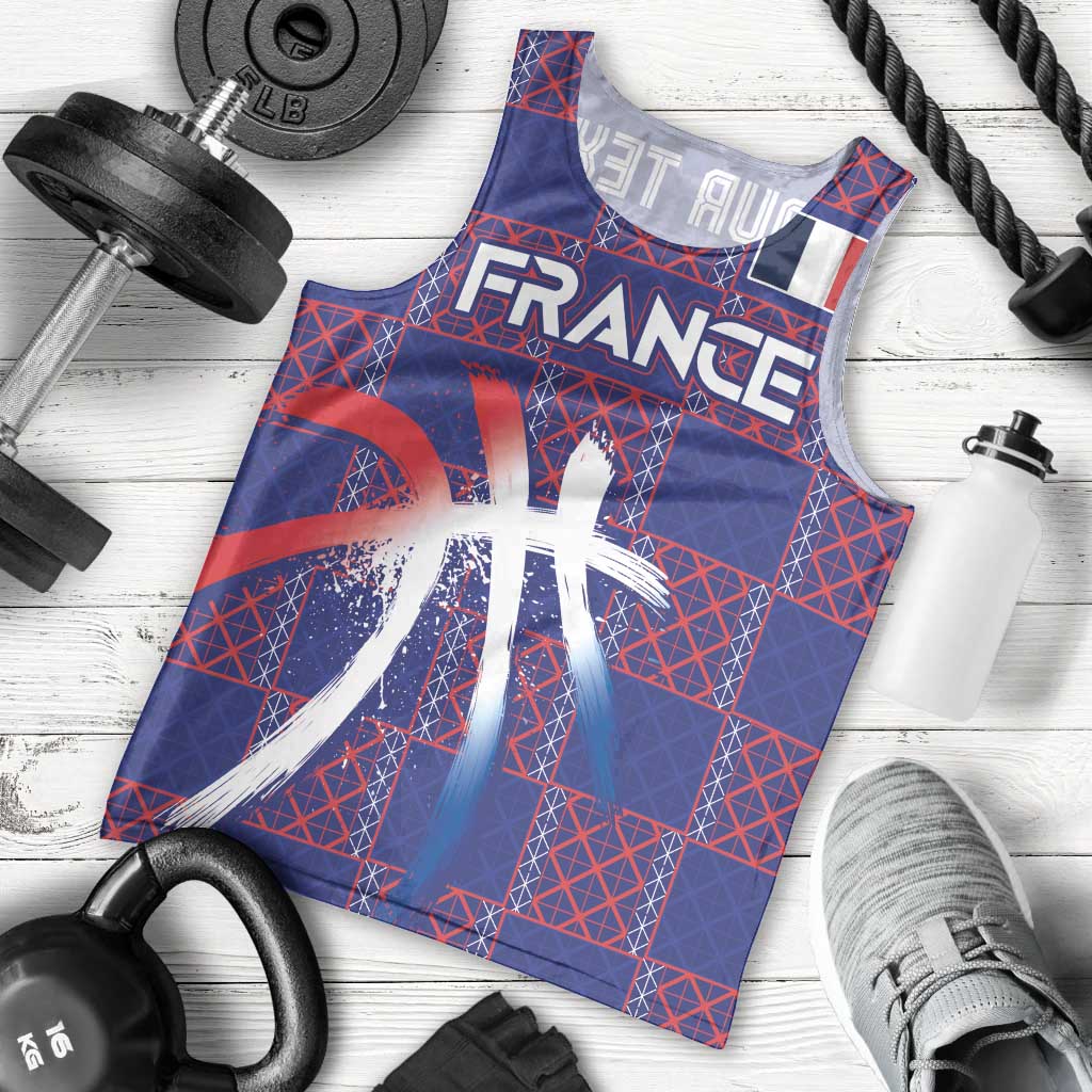 Custom Basketball Fan Jersey French Men Tank Top Paris Architectural Heritage Checkered Style - Wonder Print Shop