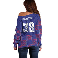 Custom Basketball Fan Jersey French Off Shoulder Sweater Paris Architectural Heritage Checkered Style - Wonder Print Shop