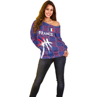 Custom Basketball Fan Jersey French Off Shoulder Sweater Paris Architectural Heritage Checkered Style - Wonder Print Shop