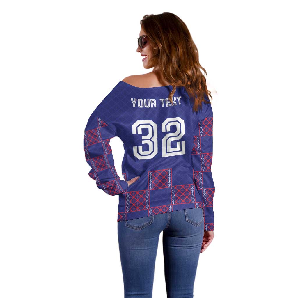 Custom Basketball Fan Jersey French Off Shoulder Sweater Paris Architectural Heritage Checkered Style - Wonder Print Shop