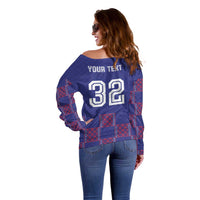 Custom Basketball Fan Jersey French Off Shoulder Sweater Paris Architectural Heritage Checkered Style - Wonder Print Shop