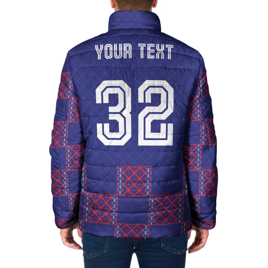 Custom Basketball Fan Jersey French Padded Jacket Paris Architectural Heritage Checkered Style - Wonder Print Shop