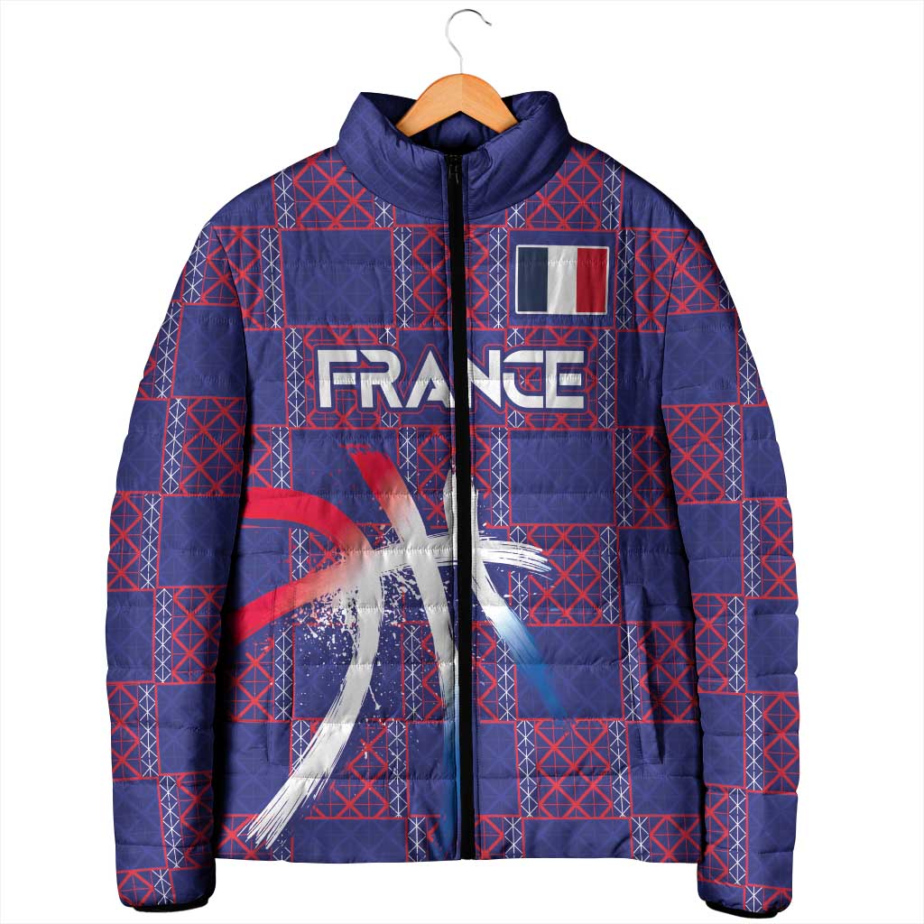 Custom Basketball Fan Jersey French Padded Jacket Paris Architectural Heritage Checkered Style - Wonder Print Shop