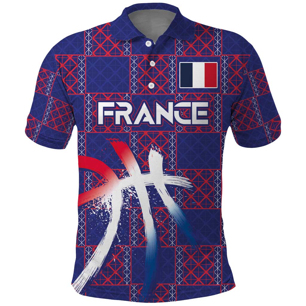 Custom Basketball Fan Jersey French Polo Shirt Paris Architectural Heritage Checkered Style - Wonder Print Shop