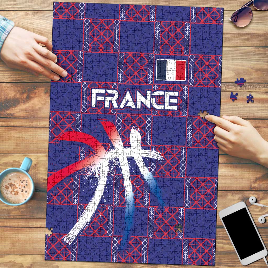 Basketball Fan Jersey French Puzzle Paris Architectural Heritage Checkered Style - Wonder Print Shop