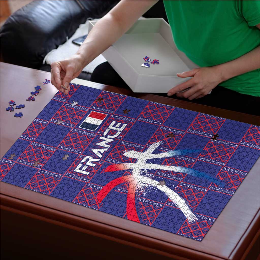 Basketball Fan Jersey French Puzzle Paris Architectural Heritage Checkered Style - Wonder Print Shop