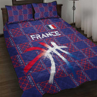 Basketball Fan Jersey French Quilt Bed Set Paris Architectural Heritage Checkered Style - Wonder Print Shop