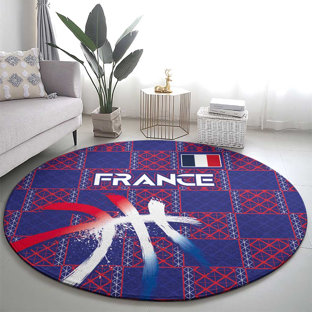 Basketball Fan Jersey French Round Carpet Paris Architectural Heritage Checkered Style - Wonder Print Shop
