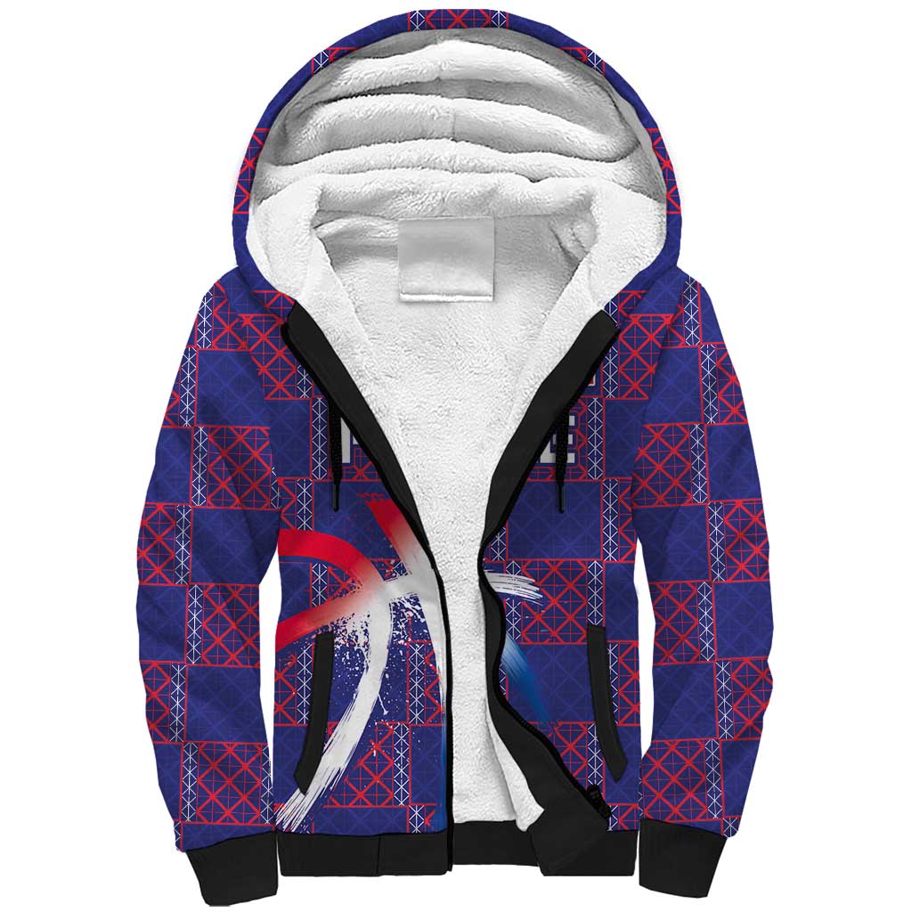 Custom Basketball Fan Jersey French Sherpa Hoodie Paris Architectural Heritage Checkered Style - Wonder Print Shop