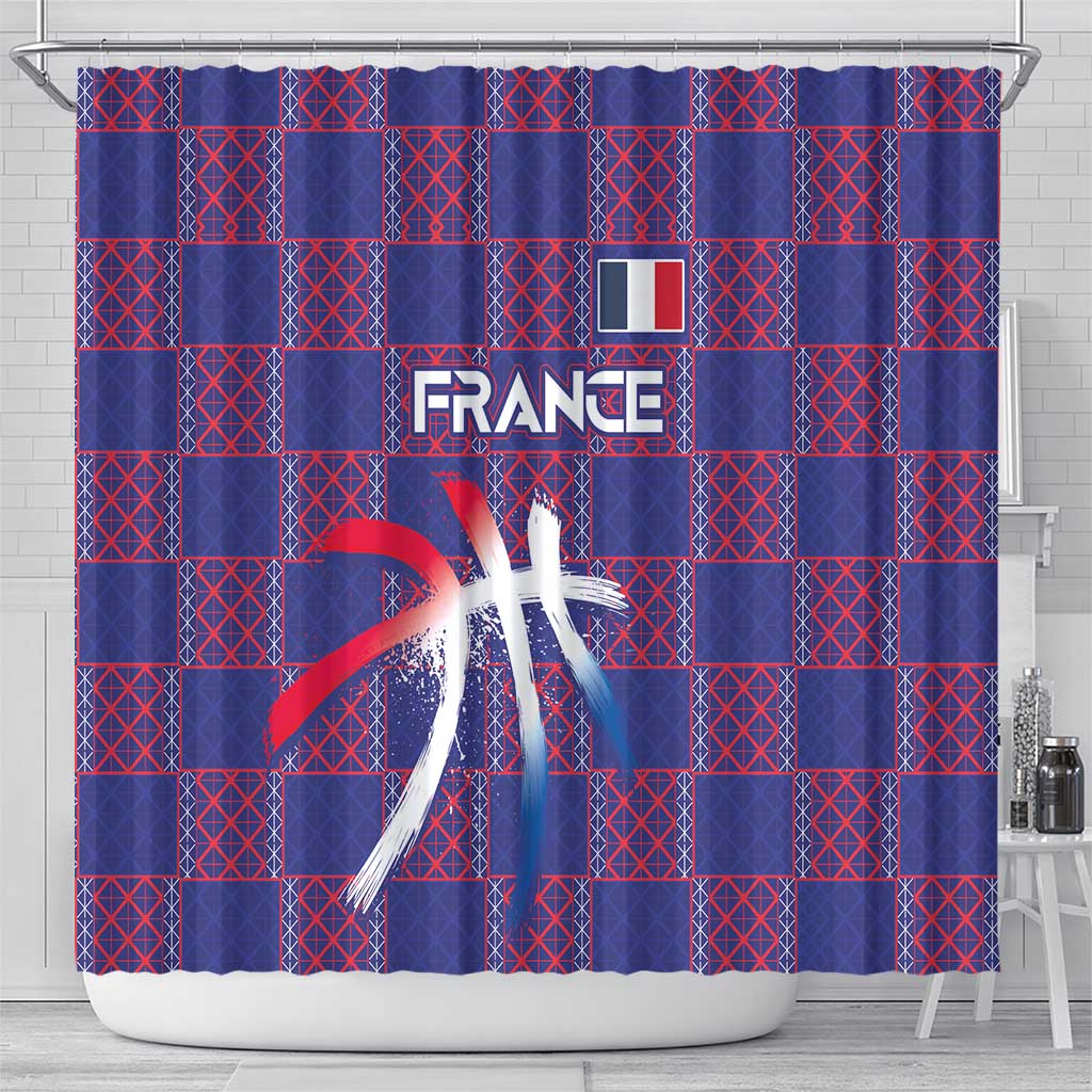 Basketball Fan Jersey French Shower Curtain Paris Architectural Heritage Checkered Style - Wonder Print Shop