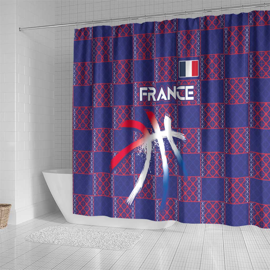 Basketball Fan Jersey French Shower Curtain Paris Architectural Heritage Checkered Style - Wonder Print Shop