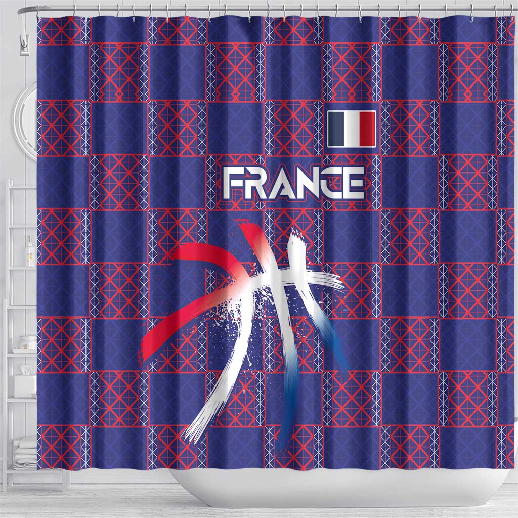Basketball Fan Jersey French Shower Curtain Paris Architectural Heritage Checkered Style - Wonder Print Shop