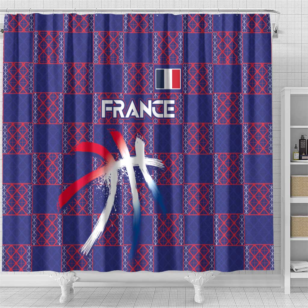 Basketball Fan Jersey French Shower Curtain Paris Architectural Heritage Checkered Style - Wonder Print Shop